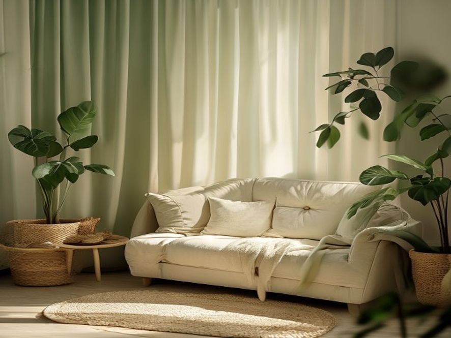 Mindfulness rum Stille hjemmekrog med lys og grønne planter